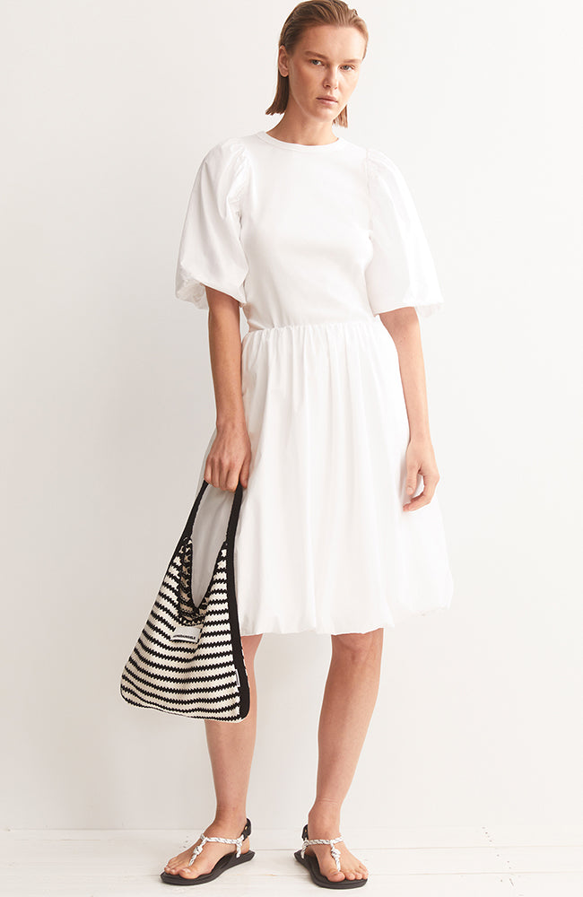 ARMEDANGELS Women's White Organic Cotton Puff-Sleeve Shirt | Sophie Stone