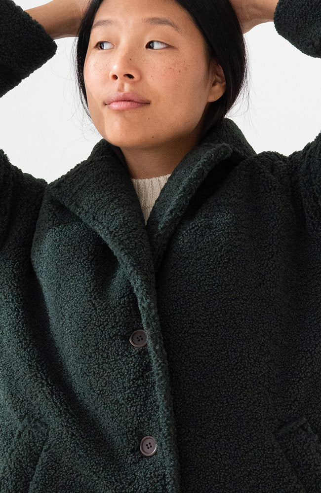 TWOTHIRDS itbayat zachte mantel green 100% gerecycled polyester voor dames | Sophie Stone