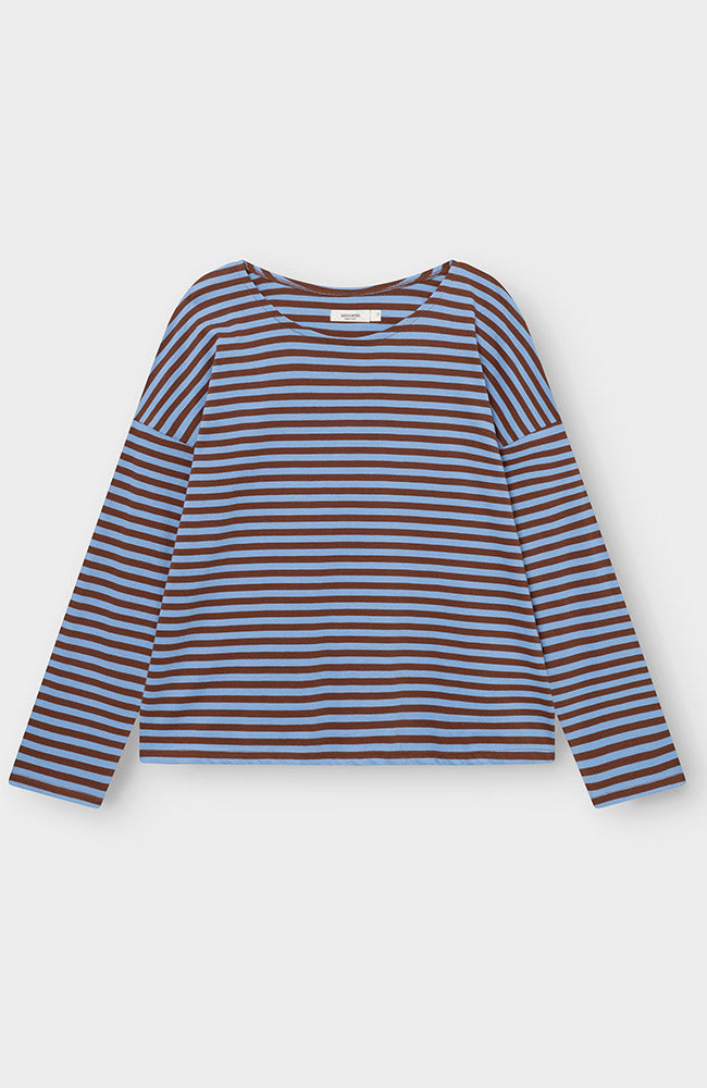 Dedicated Humledal stripes top bruin blauw biologisch katoen voor dames | Sophie Stone