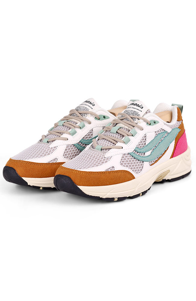 Genesis G-eco '99 2 tone mesh cognac/white/grey vegan sneakers women | Sophie Stone