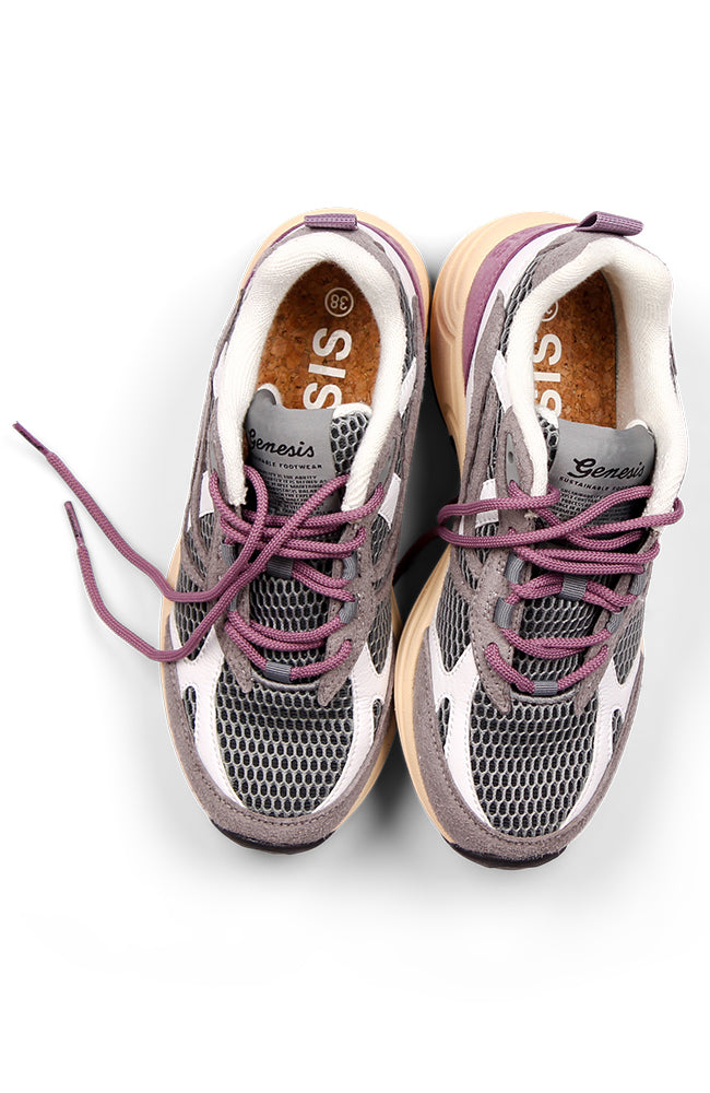 Genesis G-Eco`99 Multi Mesh schoenen Grey White Lavender vegan dames | Sophie Stone