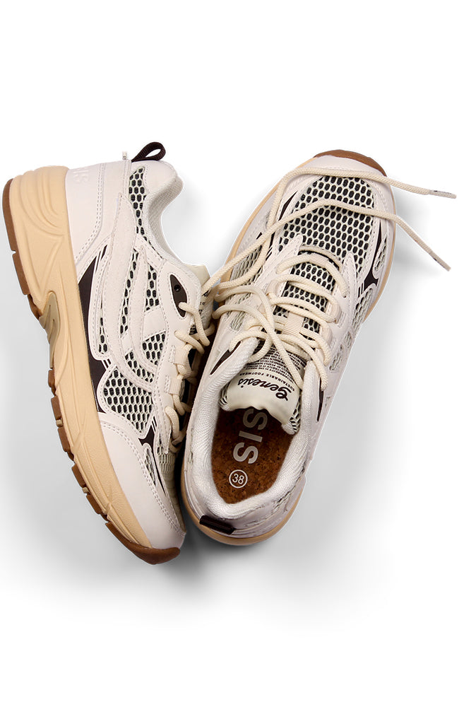 Genesis G-Eco`99 2-Tone Mesh bruin wit vegan sneakers dames | Sophie Stone