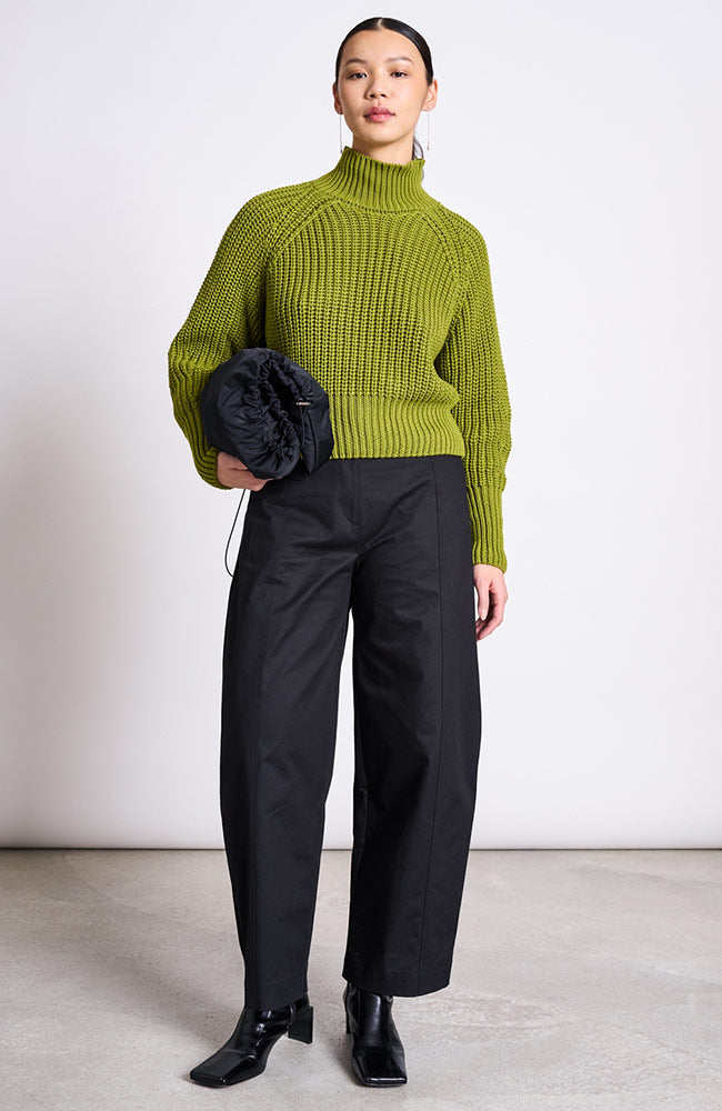 JAN 'N JUNE Ola chunky knit trui mossy pear van bio katoen dames | Sophie Stone
