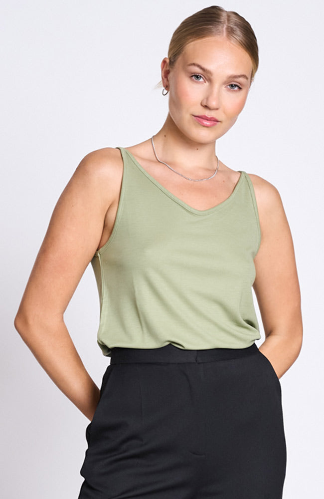 Jan 'n June Slip top triangle pale olive by TENCEL ladies | Sophie Stone