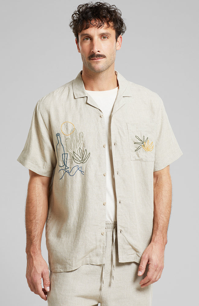 Dedicated Marstrand linen shirt beige for men | Sophie Stone