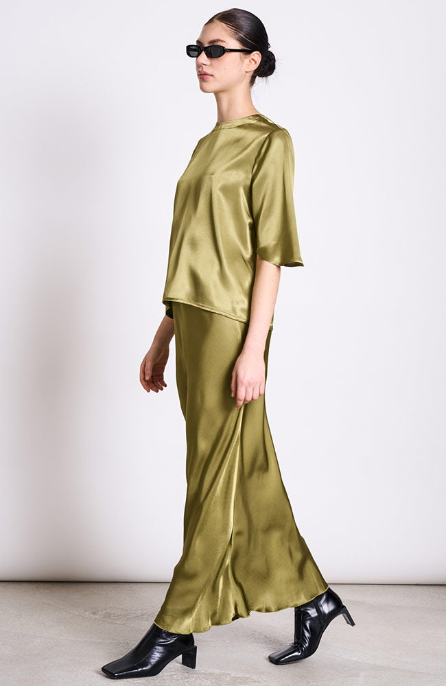 JAN N JUNE Silky Namora shirt woody olive by viscose women | Sophie Stone