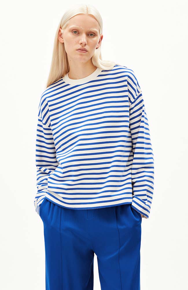 ARMEDANGELS Frankaa stripe dynamo blue bio katoen dames | Sophie Stone