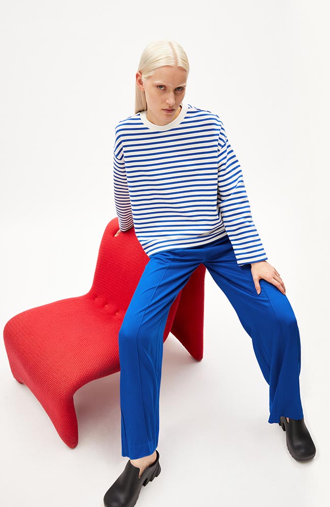 ARMEDANGELS Frankaa stripe dynamo blue biologisch katoen dames | Sophie Stone