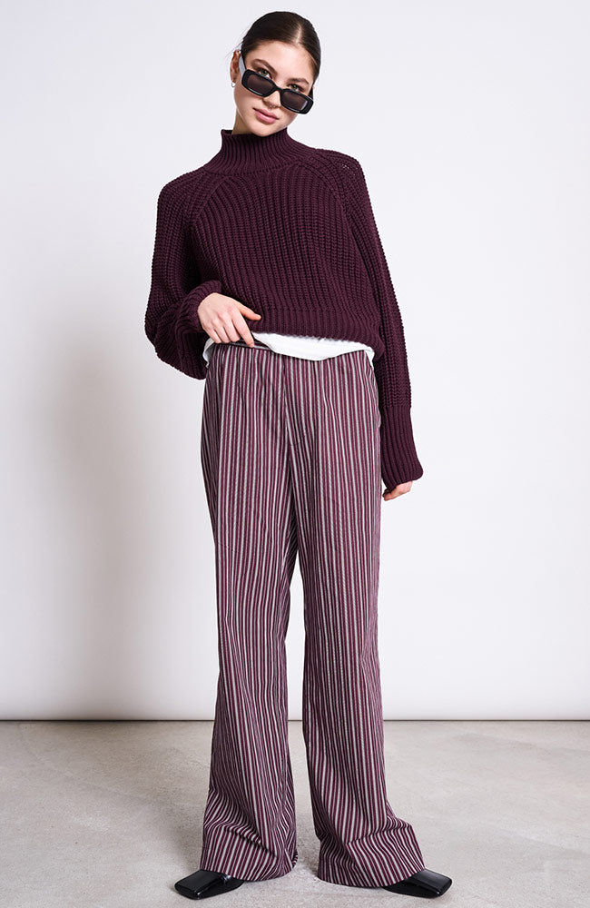 JAN 'N JUNE Ola chunky knit trui cherry van GOTS biologisch katoen dames | Sophie Stone