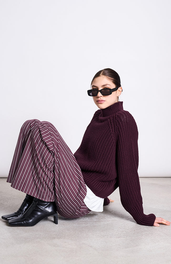 JAN 'N JUNE Ola chunky knit trui cherry van GOTS biologisch katoen voor vrouwen | Sophie Stone