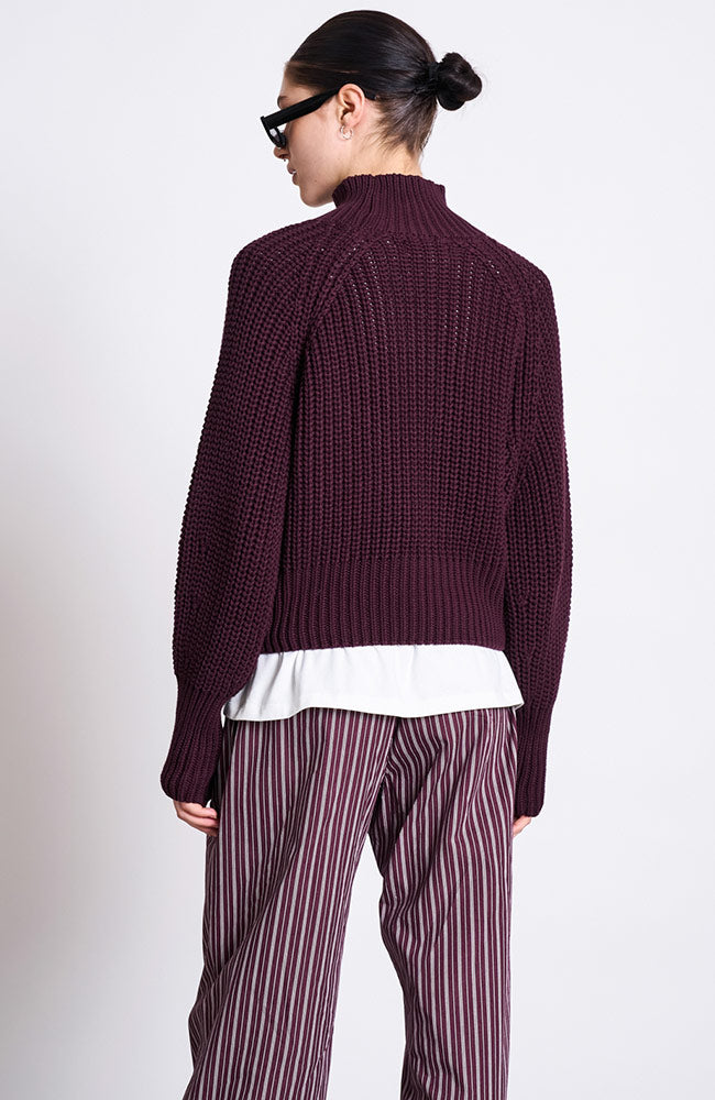 JAN 'N JUNE Ola chunky knit trui cherry van bio katoen dames | Sophie Stone