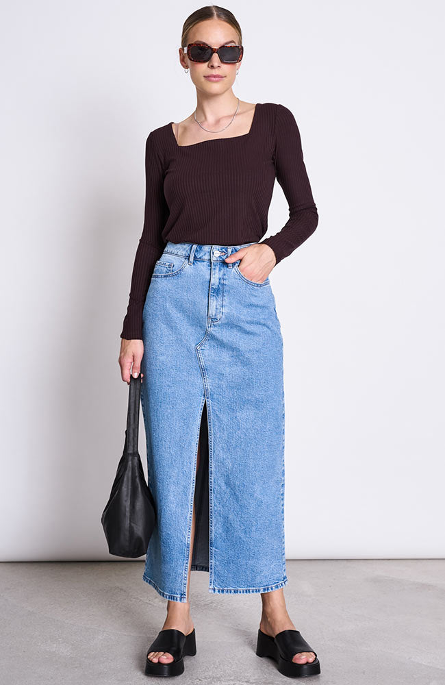 JAN N JUNE Luce denim skirt light blue in organic cotton | Sophie Stone