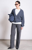 JAN 'N JUNE Lena knitted cardigan turbulence gray organic cotton ladies | Sophie Stone