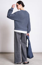 JAN 'N JUNE Lena knitted cardigan turbulence gray organic cotton woman | Sophie Stone