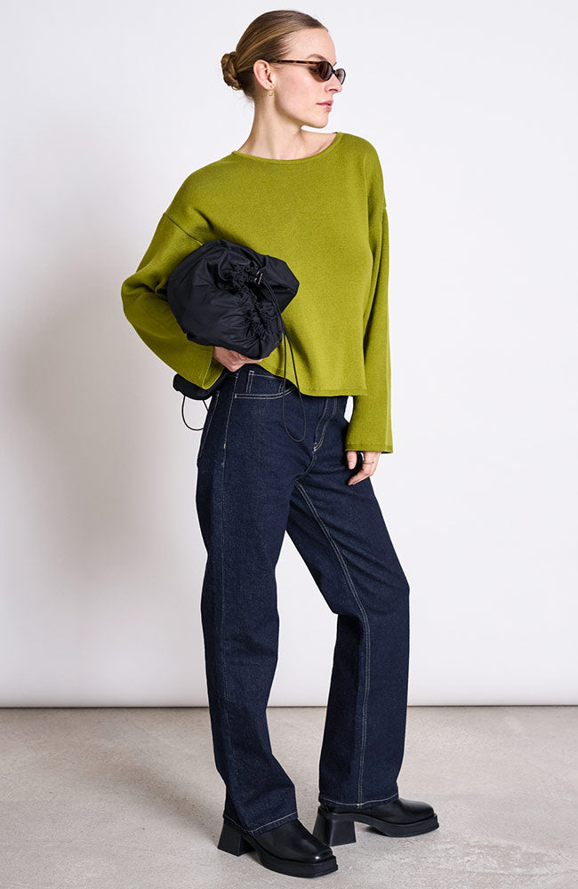 JAN 'N JUNE sweater Williamsburg mossy pear in organic cotton for women | Sophie Stone