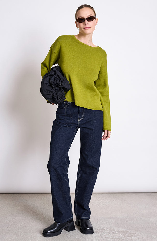 JAN 'N JUNE sweater Williamsburg mossy pear in organic cotton for women | Sophie Stone