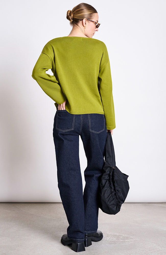 JAN 'N JUNE sweater Williamsburg mossy pear in organic cotton for women | Sophie Stone
