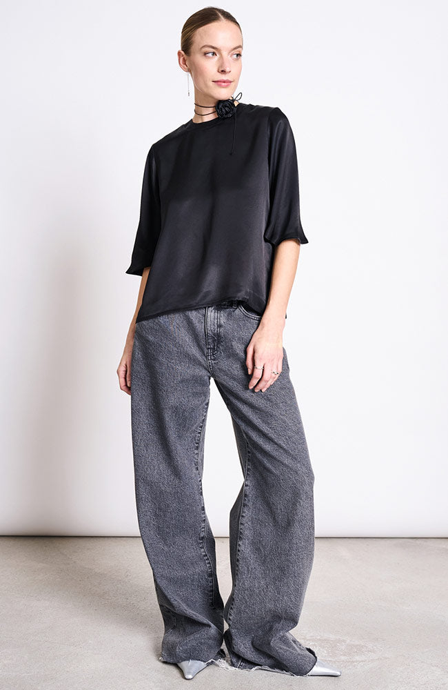 JAN N JUNE Silky Namora shirt black from viscose ladies | Sophie Stone