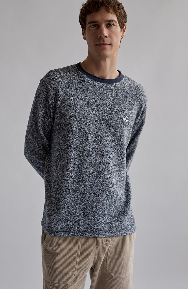 TWOTHIRDS cushendun navy melange sweater in organic cotton for men | Sophie Stone