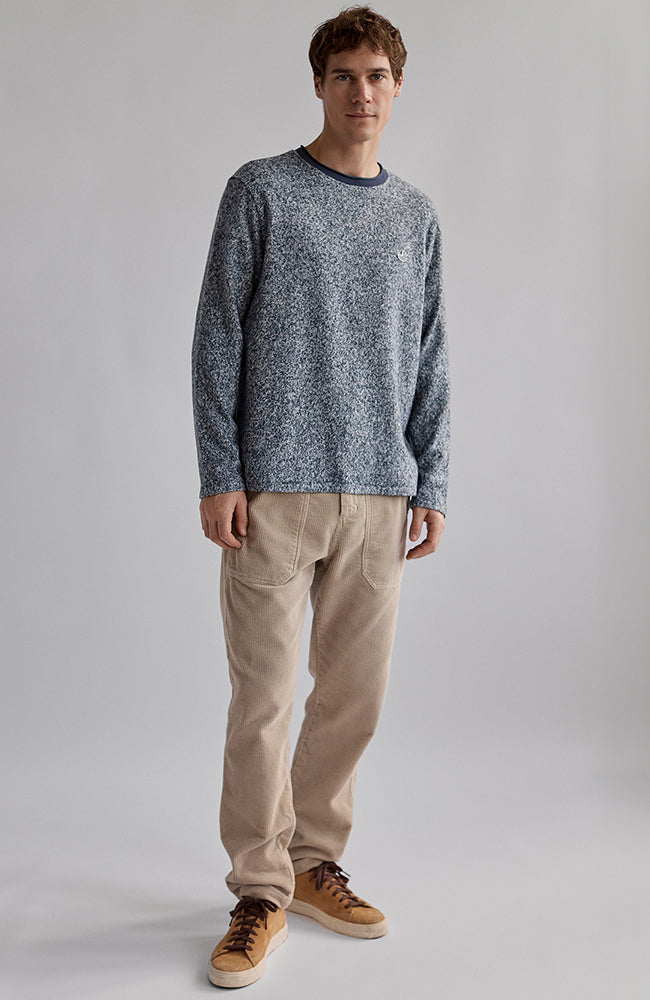 TWOTHIRDS cushendun navy melange sweater in organic cotton for men | Sophie Stone