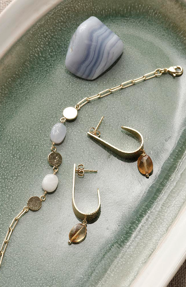 A Beautiful Story Aesthetic blauwe agaat armband messing vrouw | Sophie Stone