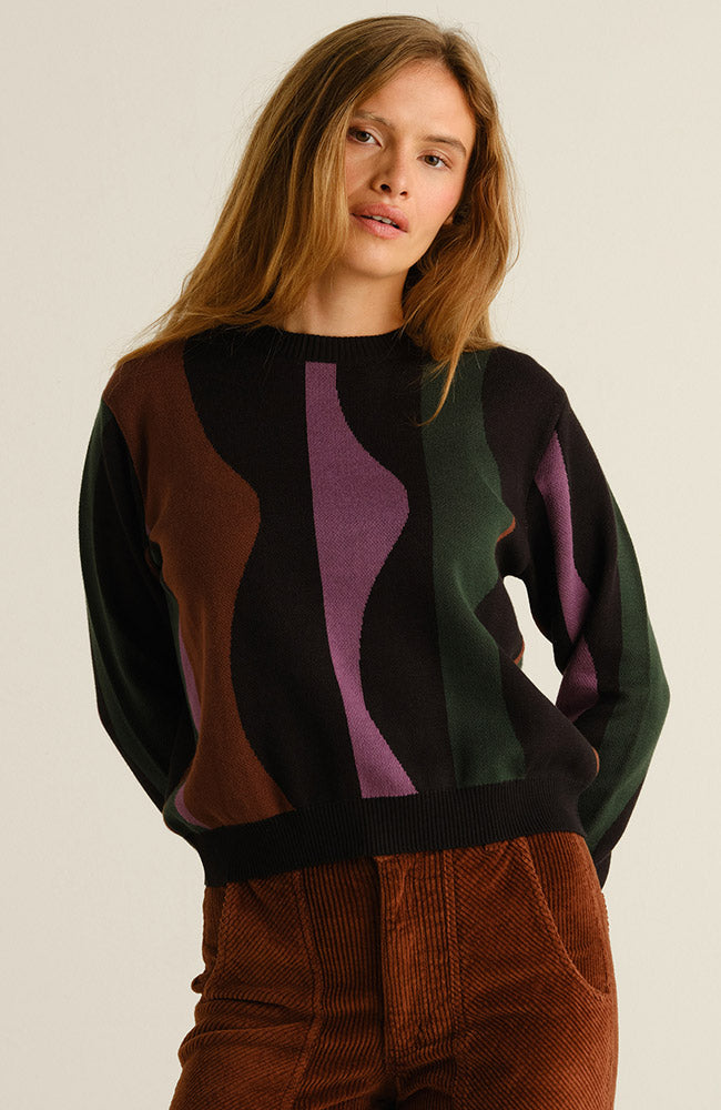Dedicated Limhamn trui wavy multi stripe bio katoen dames | Sophie Stone