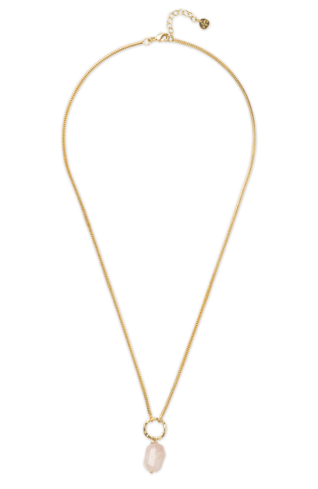 A Beautiful Story Awareness Rose Quartz ketting van messing dames | Sophie Stone