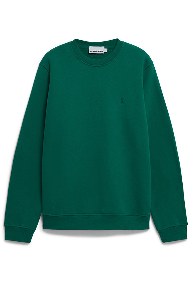 ARMEDANGELS Baaro emerald green sweater made of organic cotton man | Sophie Stone