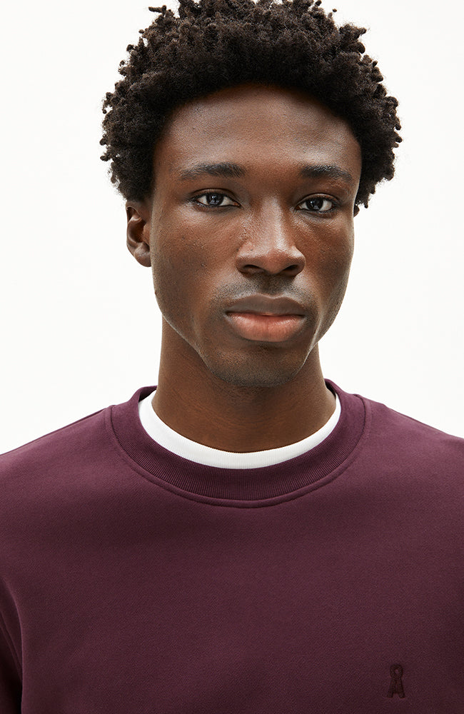 ARMEDANGELS Baaro bordeaux red sweater made of organic cotton man | Sophie Stone