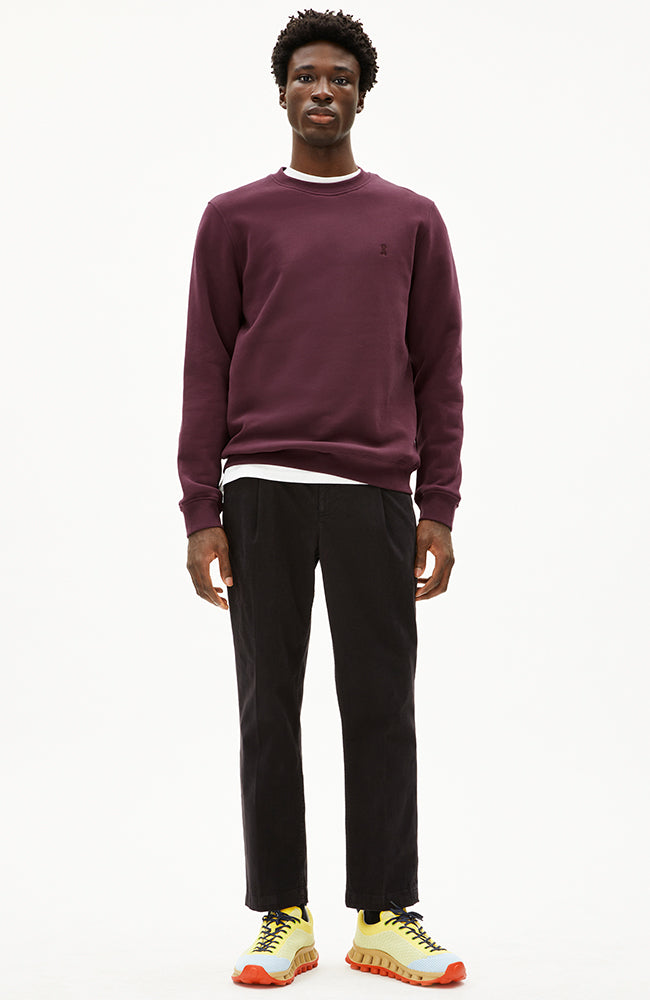 ARMEDANGELS Baaro bordeaux men's organic cotton sweater | Sophie Stone