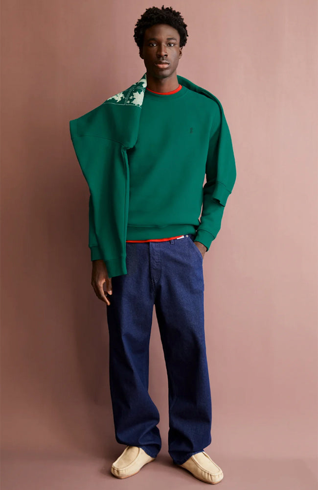 ARMEDANGELS Baaro emerald green sweater made of GOTS organic cotton men | Sophie Stone