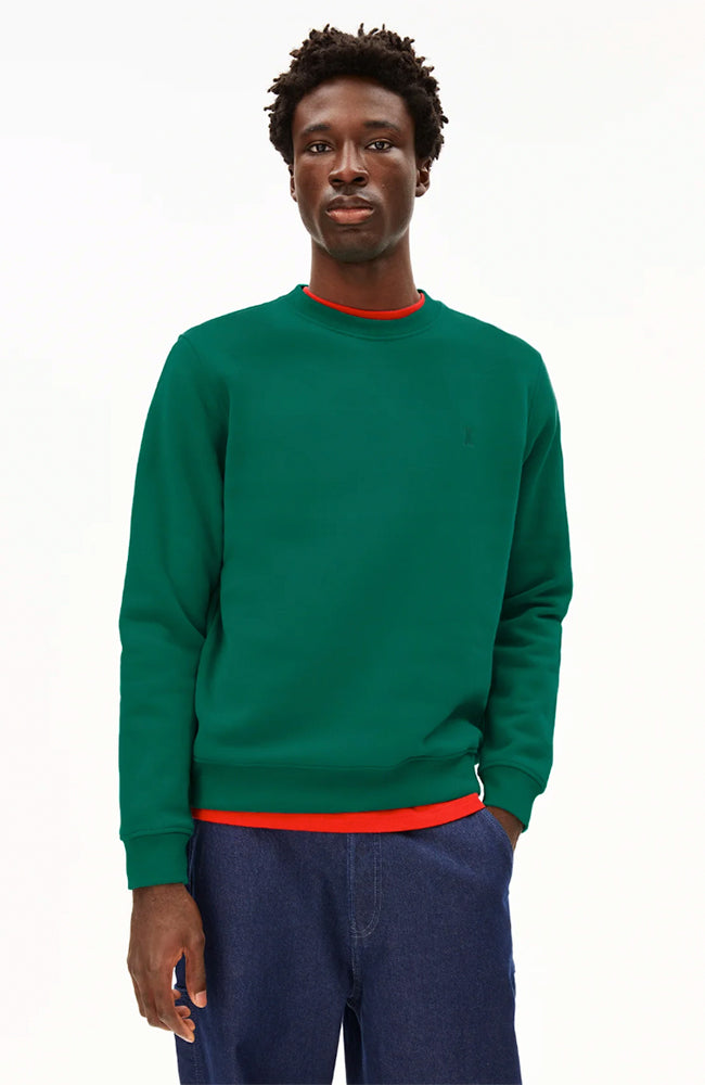 ARMEDANGELS Baaro emerald green sweater made of organic cotton men | Sophie Stone
