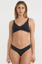 Organic Basics Bare plunge bralette black from recycled nylon ladies | Sophie Stone