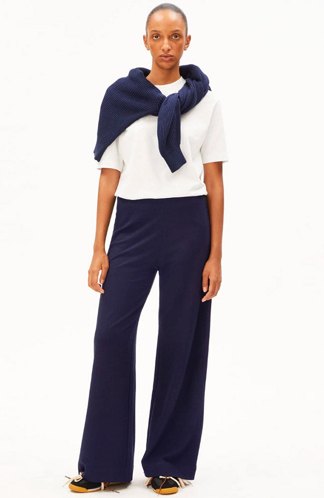 ARMEDANGELS Jersey wide leg broek blauw 82% ECOVERO voor vrouw | Sophie Stone