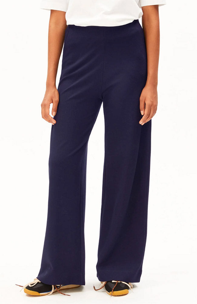ARMEDANGELS Jersey wide leg broek blauw 82% ECOVERO viscose voor dames | Sophie Stone