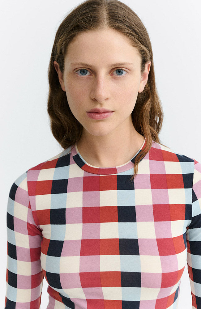 Thinking MU Brisa top cheshire checks van 97% bio katoen voor vrouw | Sophie Stone
