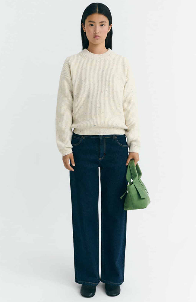 Thinking MU Ecru carmen sweater in organic wool for women | Sophie Stone