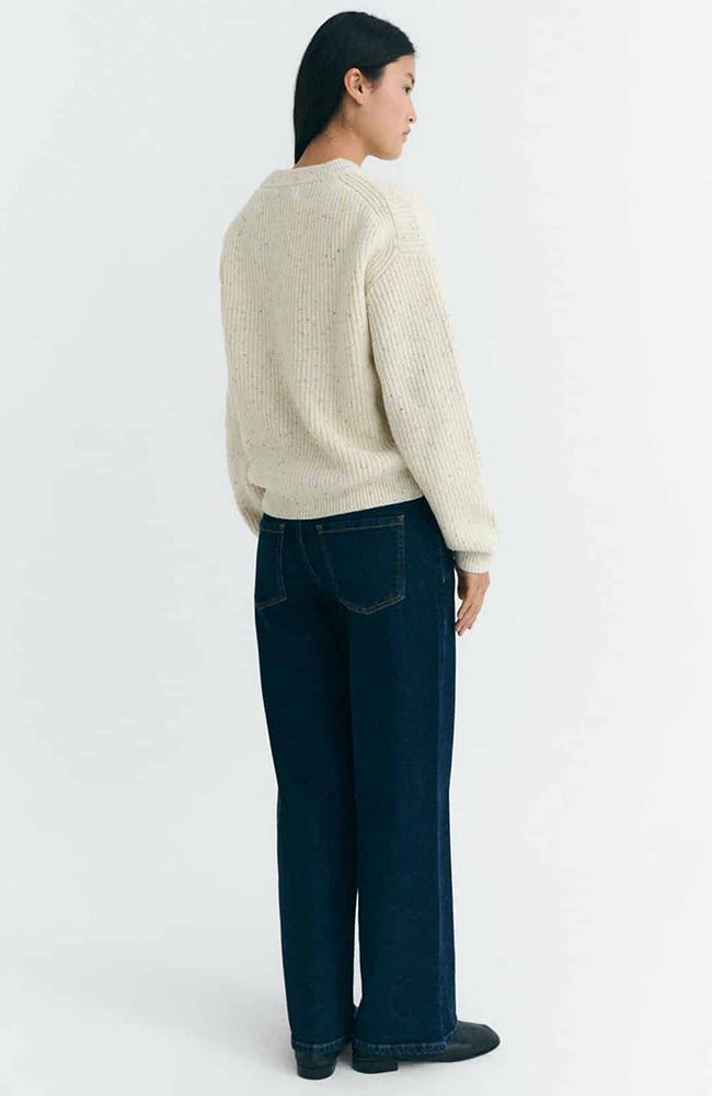 Thinking MU Ecru carmen sweater 100% wool for women | Sophie Stone