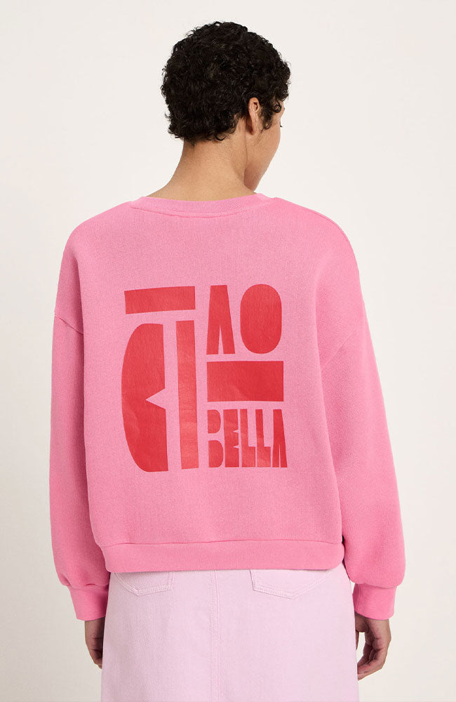 Lanius Ciao bella sweater roze van bio katoen voor dames | Sophie Stone