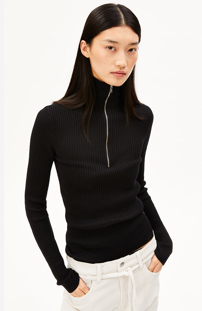 ARMEDANGELS Troyer coltrui zwart 100% GOTS bio katoen vrouwen | Sophie Stone