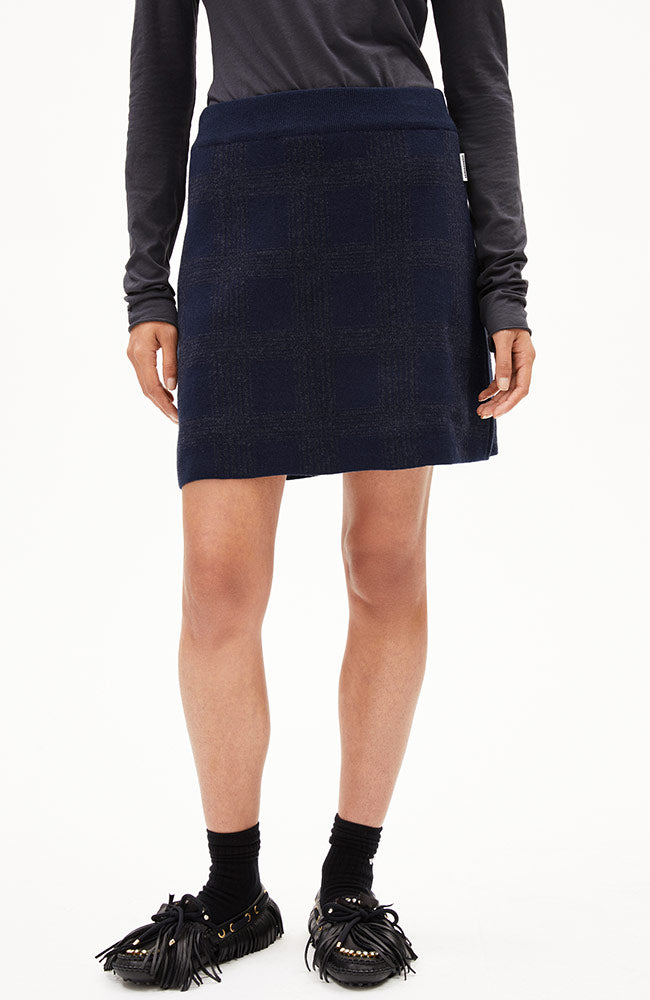 ARMEDANGELS Darlaa check rok night sky van bio katoen & wol voor dames | Sophie Stone