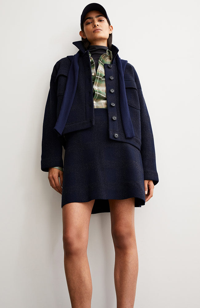 ARMEDANGELS Darlaa check rok night sky van bio katoen & wol vrouw | Sophie Stone