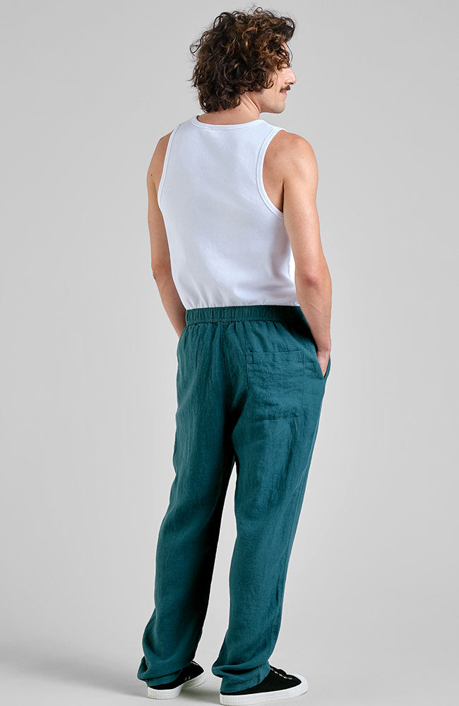 Dedicated Borrby Green 100% Linen Men's Pants | Sophie Stone