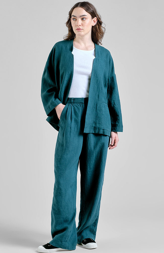 Dedicated Vickleby Green Linen Pants for Women | Sophie Stone