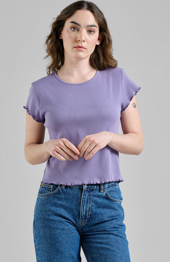 Dedicated Rib top in purple organic cotton for women | Sophie Stone