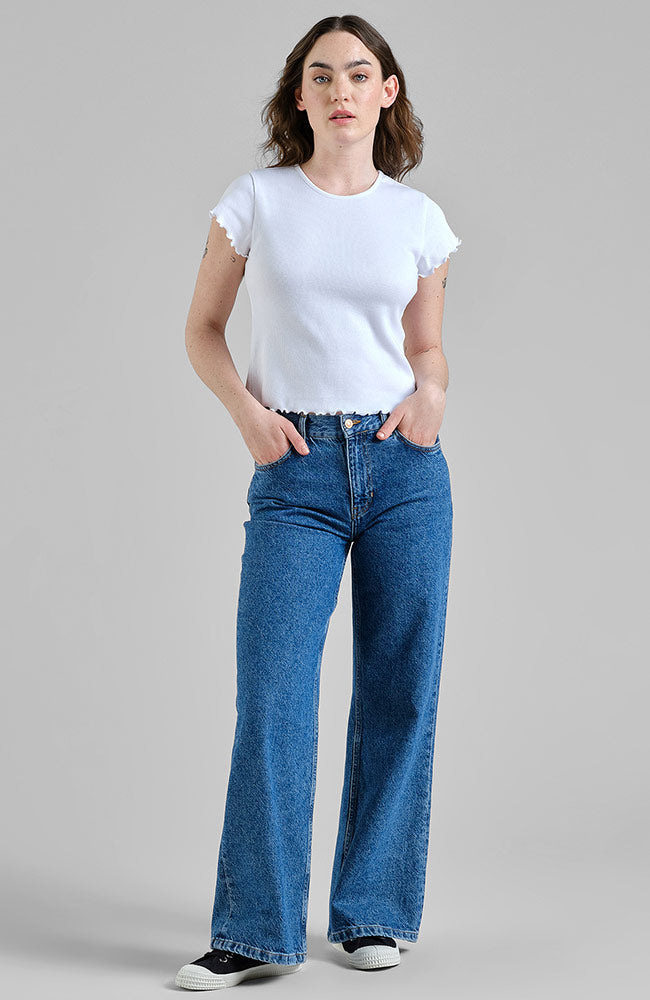 Dedicated Rib top in white organic cotton for women | Sophie Stone