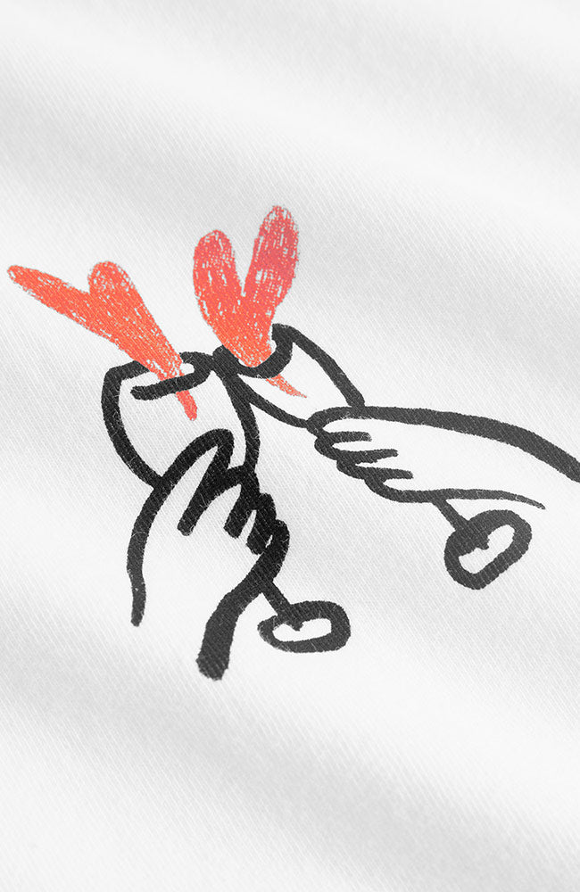 Dedicated Visby Base T-Shirt "Cheers" White Organic Cotton Women's | Sophie Stone