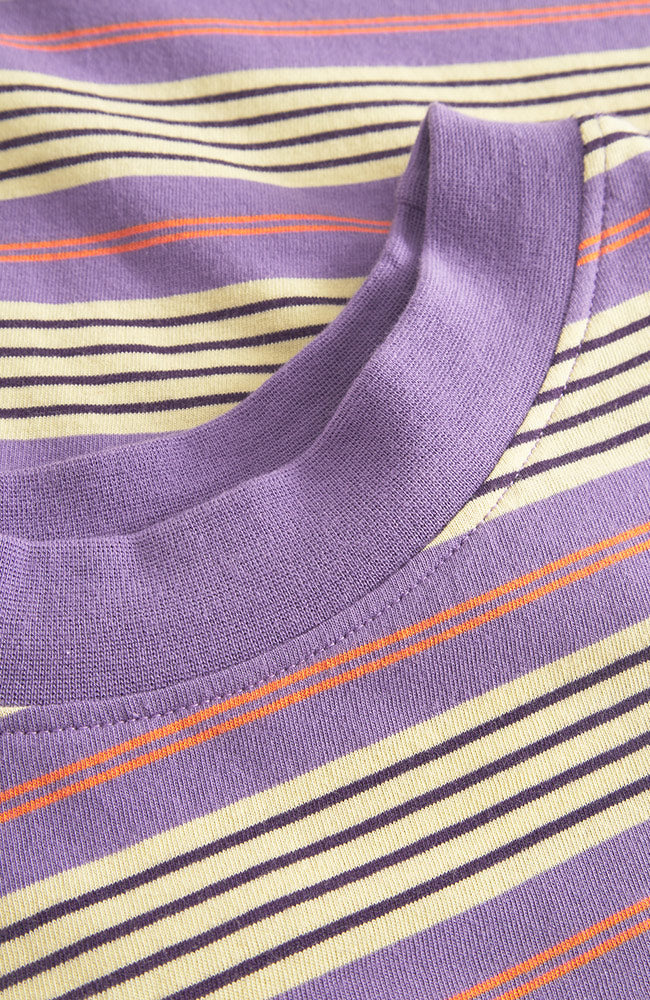 Dedicated Namsos top retro stripe purple organic cotton women's | Sophie Stone