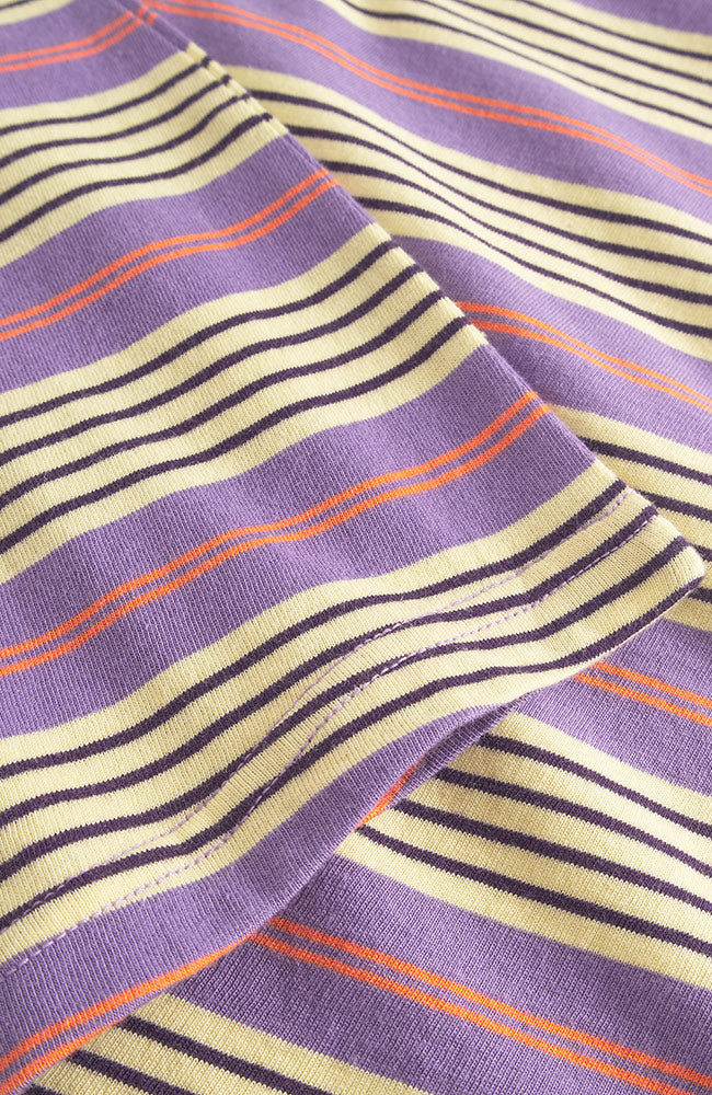 Dedicated Namsos top retro stripe purple organic cotton women's | Sophie Stone
