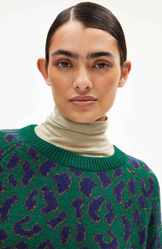 ARMEDANGELS Diliriaa sweater leopaa emerald green from organic wool ladies | Sophie Stone
